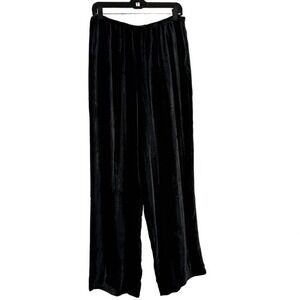 Tahari Black Silk Blend Velvet Pants Wide Leg High Rise Trousers Holiday Size 12